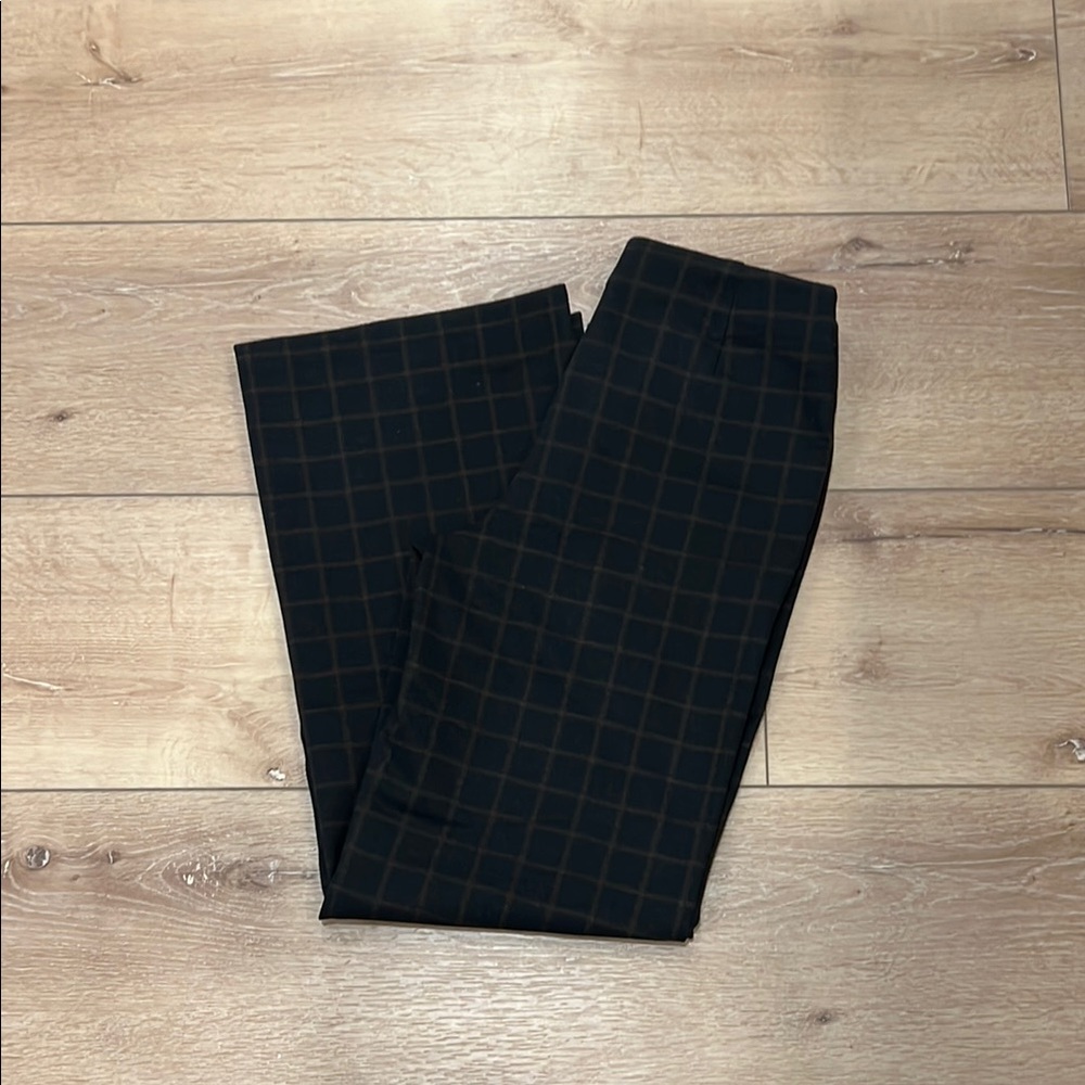 Women’s Black and Brown Plaid Pants – Size Small